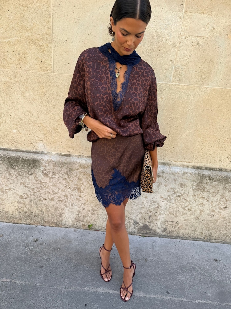 Never Fully Dressed Brown Dark Leopard Mini Maeva Skirt - Image 4 of 4
