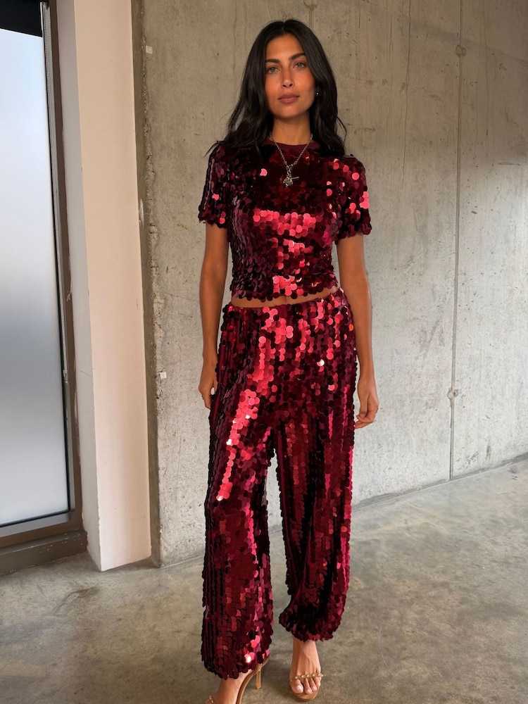 Never Fully Dressed Red Sequin T-Shirt - Image 2 of 3