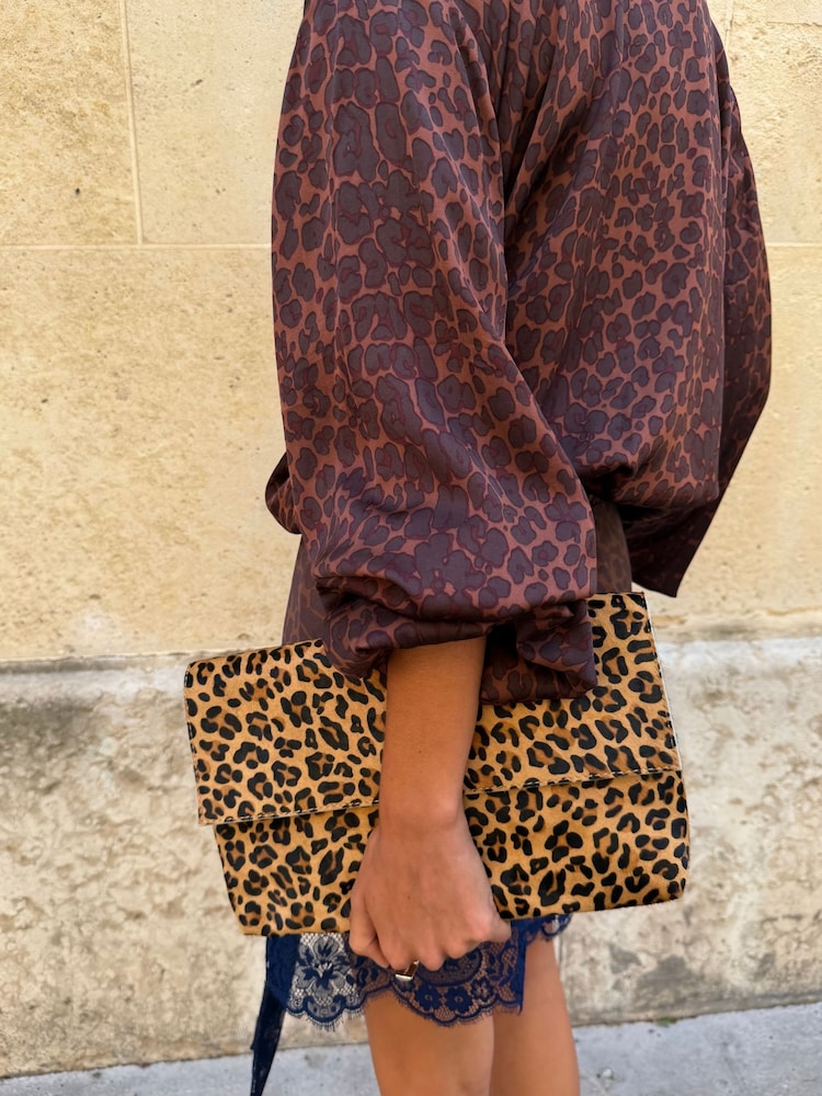 Never Fully Dressed Brown Dark Leopard Batwing Top - Image 2 of 4