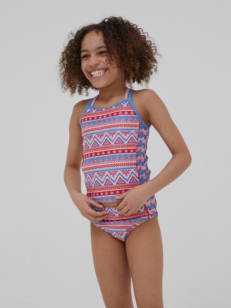 FatFace Pink Aztec Tankini Set - Image 1 of 4