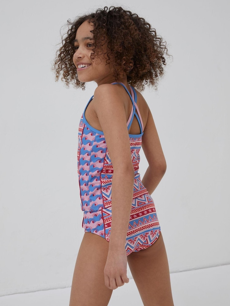 FatFace Pink Aztec Tankini Set - Image 2 of 4