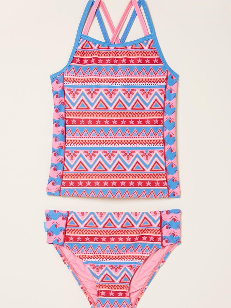 FatFace Pink Aztec Tankini Set - Image 4 of 4