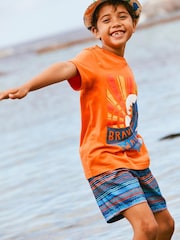 FatFace Orange Brave The Waves Graphic T-Shirt - Image 1 of 2