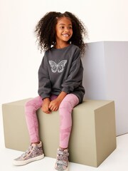 Pink/Silver Standard Fit (F) Glitter Touch Fastening High Top Trainers - Image 1 of 1