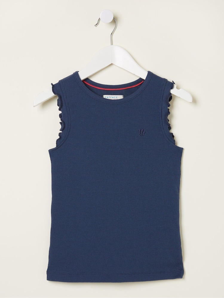 FatFace Blue Rib Jersey Vests 3 Packs - Image 4 of 4