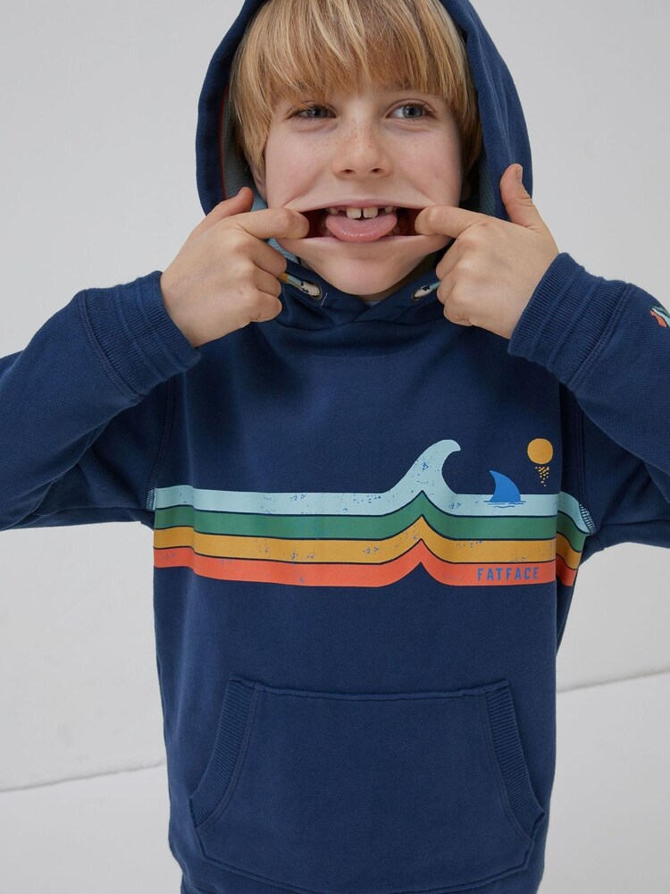Buy FatFace Blue Wave Popover Hoodie from the Next UK online shop