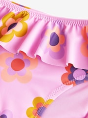 Pink Retro Floral Frill Sleeve Bikini (3-16yrs) - Image 4 of 4