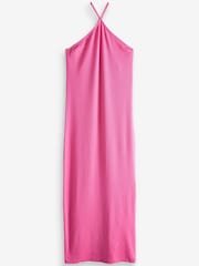 Bright Pink Halter Neck Jersey Dress - Image 5 of 5