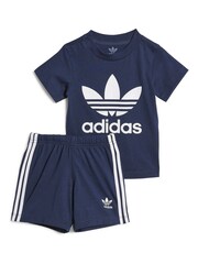 Conjunto de pantalones cortos y camiseta de algodón 100 % con diseño de trébol para bebé de adidas Originals - Imagen 2 de 5