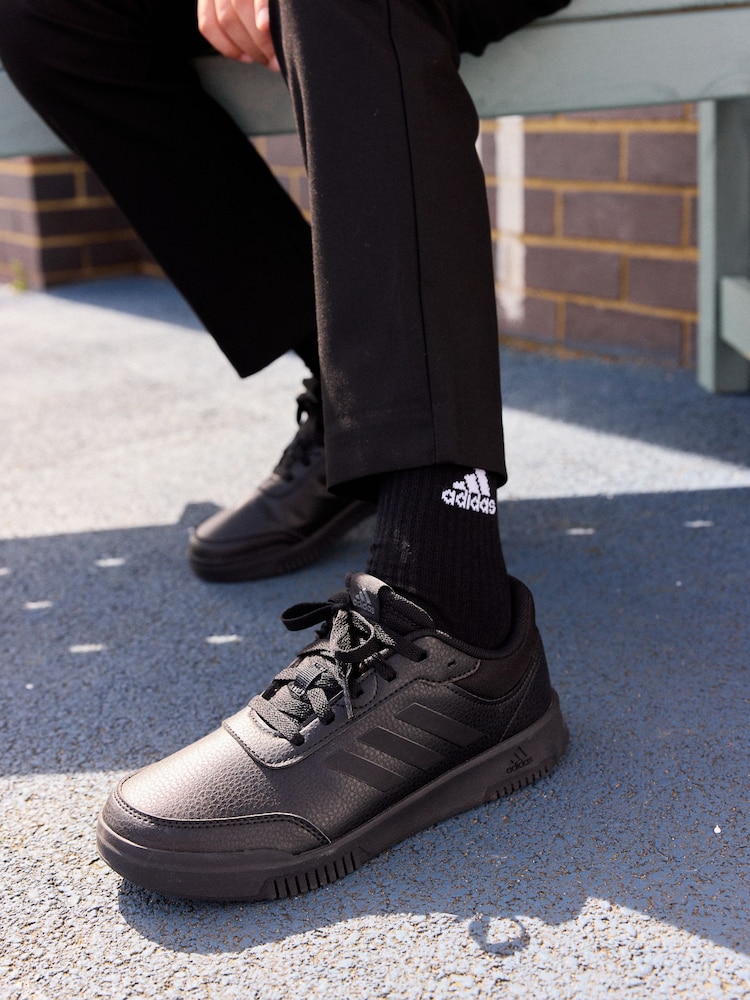 negro - adidas Originals Black Tensaur Sport Lace Up Trainers - Imagen 1 de 12