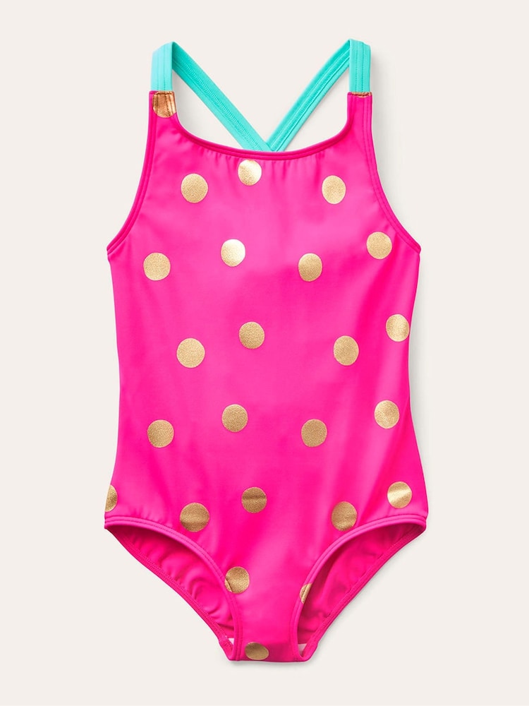 Boden Pink Cross-Back Printed Swimsuit - Image 1 of 3 Boden Pink Cross-Back Printed Swimsuit - Image 1 of 3