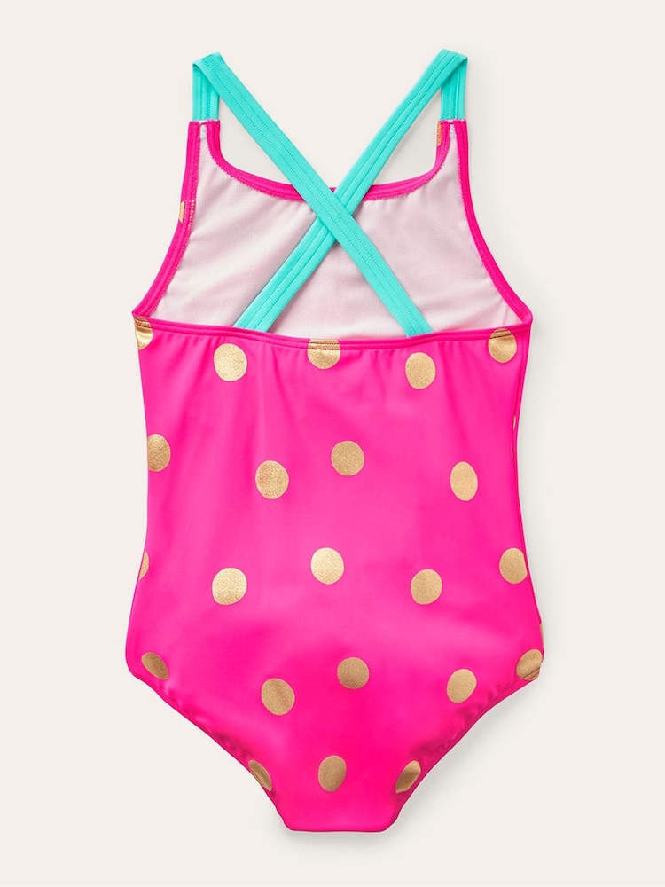Boden Pink Cross-Back Printed Swimsuit - Image 2 of 3 Boden Pink Cross-Back Printed Swimsuit - Image 2 of 3