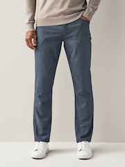 Blue Slim Smart Textured 5-Pocket Trousers - Image 1 of 9