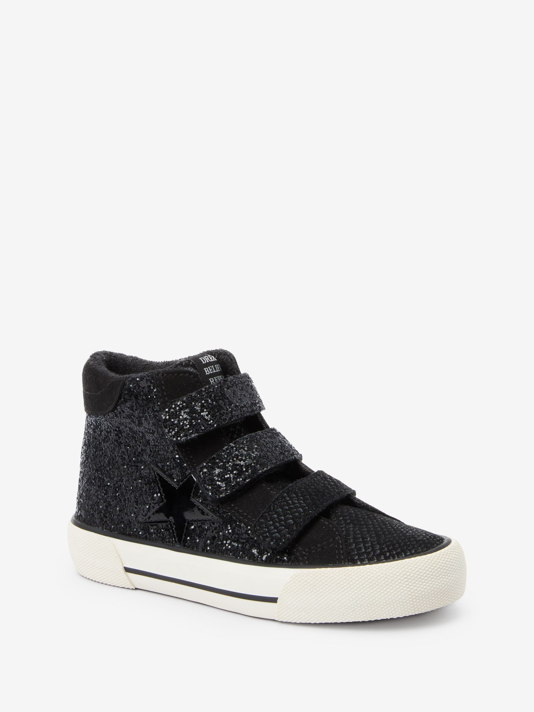 Buy Black Wide Fit G Glitter Touch Fastening High Top Trainers from Next Luxembourg