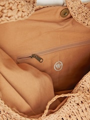 FatFace Natural Rosalie Straw Pom Pom Bag - Image 4 of 5
