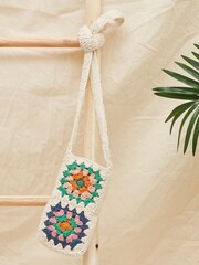 FatFace Natural Crochet Phone Bag - Image 1 of 1