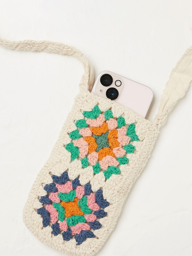 FatFace Natural Crochet Phone Bag - Image 3 of 3 FatFace Natural Crochet Phone Bag - Image 3 of 3