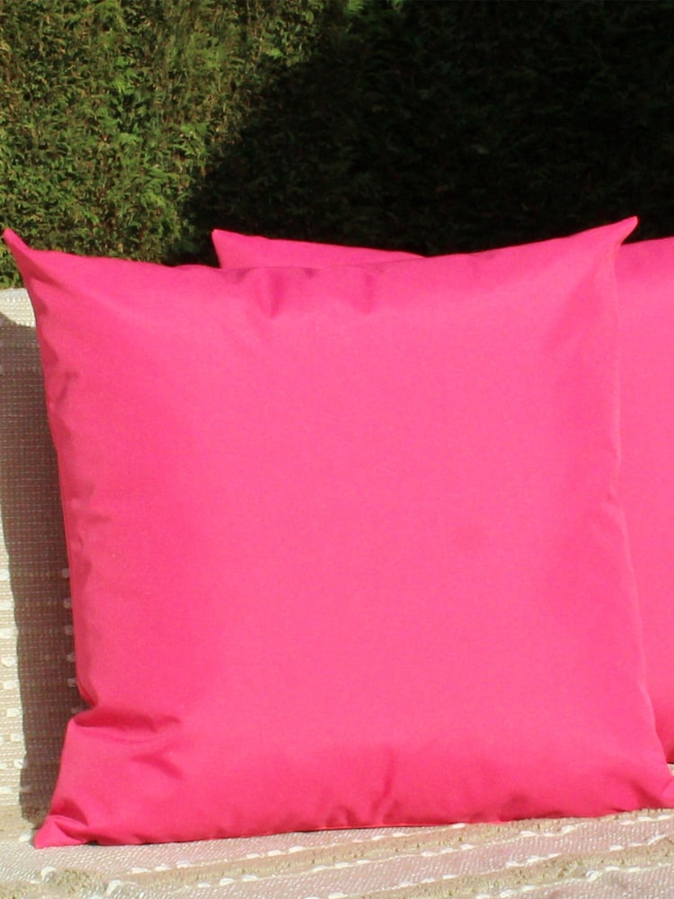furn. Pink Plain Twin Pack Water UV Resistant Outdoor Cushions - Image 1 of 4