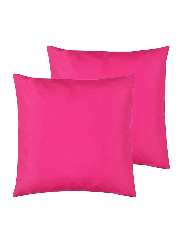 furn. Pink Plain Twin Pack Water UV Resistant Outdoor Cushions - Image 2 of 4