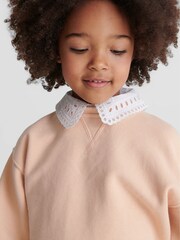 Reiss Apricot Sadie Junior Button Back Jersey Collar Sweatshirt - Image 6 of 7