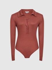 Reiss Rust Lucia Ribbed Bodysuit - Image 2 of 5