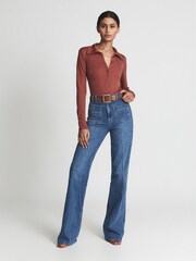 Reiss Rust Lucia Ribbed Bodysuit - Image 3 of 5