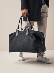 Black Herringbone Tweed Holdall - Image 1 of 10