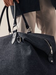 Black Herringbone Tweed Holdall - Image 2 of 10