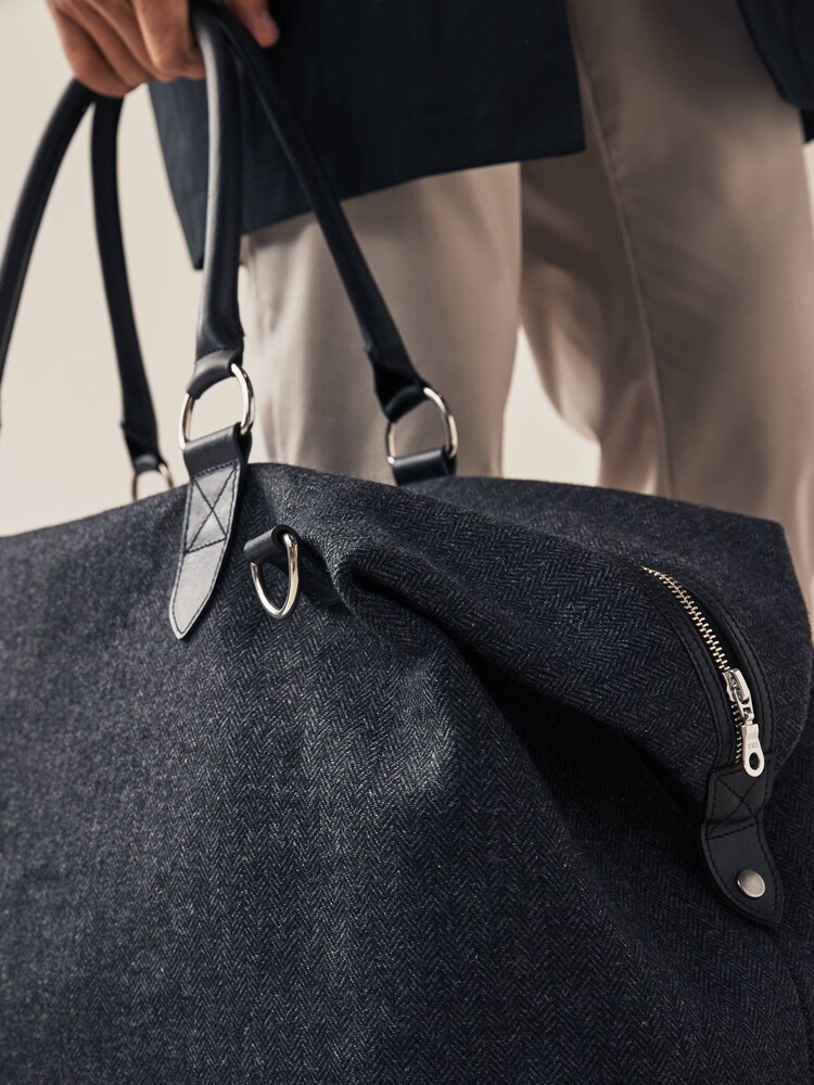 Black Herringbone Tweed Holdall - Image 2 of 10