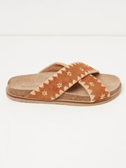 FatFace Brown Embroidered Meldon Sandals - Image 1 of 5