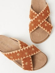 FatFace Brown Embroidered Meldon Sandals - Image 2 of 5