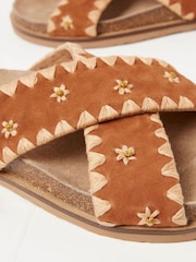 FatFace Brown Embroidered Meldon Sandals - Image 3 of 5