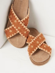 FatFace Brown Embroidered Meldon Sandals - Image 4 of 5