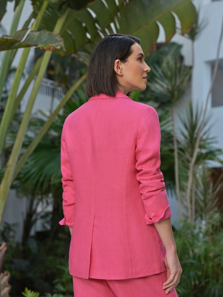 Pure Collection Pink Longline Linen Blazer - Image 2 of 4