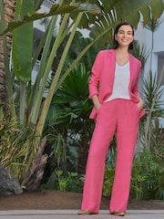 Pure Collection Pink Longline Linen Blazer - Image 3 of 4