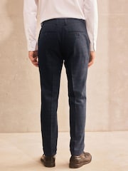 Navy Skinny Trimmed Check Suit: Trousers - Image 3 of 7