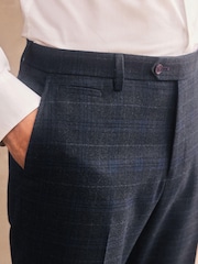 Navy Skinny Trimmed Check Suit: Trousers - Image 4 of 7