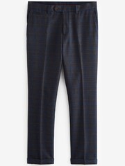 Navy Skinny Trimmed Check Suit: Trousers - Image 5 of 7