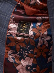 Mid Blue Trimmed Check Suit Jacket - Image 10 of 12