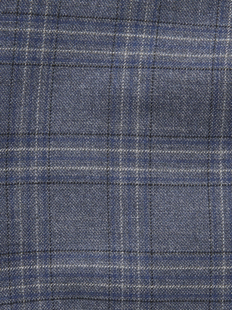 Mid Blue Trimmed Check Suit Jacket - Image 12 of 12