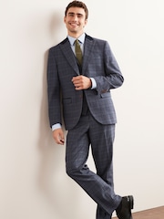 Mid Blue Trimmed Check Suit Jacket - Image 2 of 12