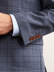 Mid Blue Trimmed Check Suit Jacket - Image 5 of 12