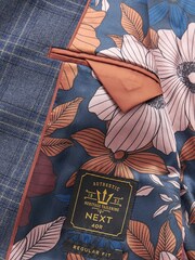 Mid Blue Trimmed Check Suit Jacket - Image 9 of 12