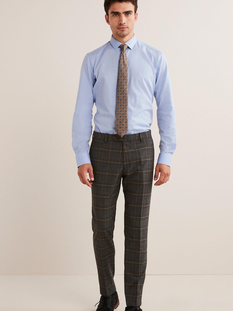 Grey/Blue Trimmed Prince of Wales Check Suit: Trousers - Image 2 of 8