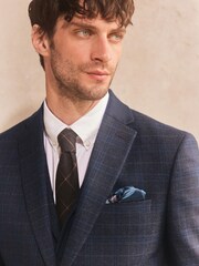 Navy Trimmed Check Suit Jacket - Image 4 of 7