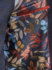 Navy Trimmed Check Suit Jacket - Image 7 of 7