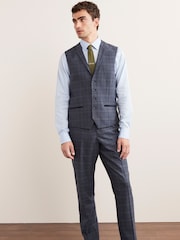 Mid Blue Check Suit Waistcoat - Image 2 of 10