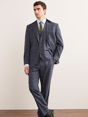 Mid Blue Check Suit Waistcoat - Image 3 of 10