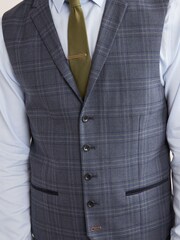 Mid Blue Check Suit Waistcoat - Image 5 of 10