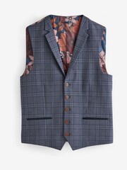Mid Blue Check Suit Waistcoat - Image 7 of 10
